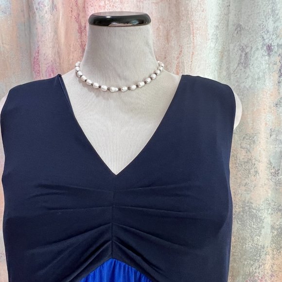 📌Enfocus  Block Stripes Sleeveless Plus Size Maxi Dress - Picture 3 of 14